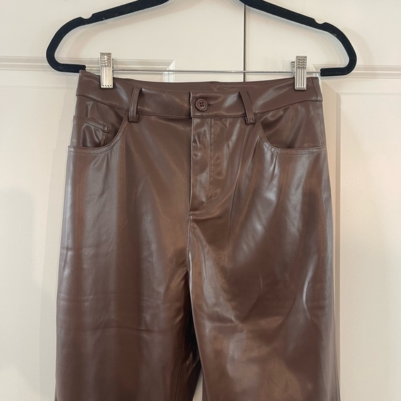 NWT Cami NYC Zenobia Vegan Leather Pant Brown Java Size 6 - Picture 10 of 15